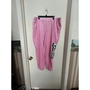 Barbie Bubblegum Pink Velour Sweat-pant Track Lounge Ladies plus 3x Forever 21‎